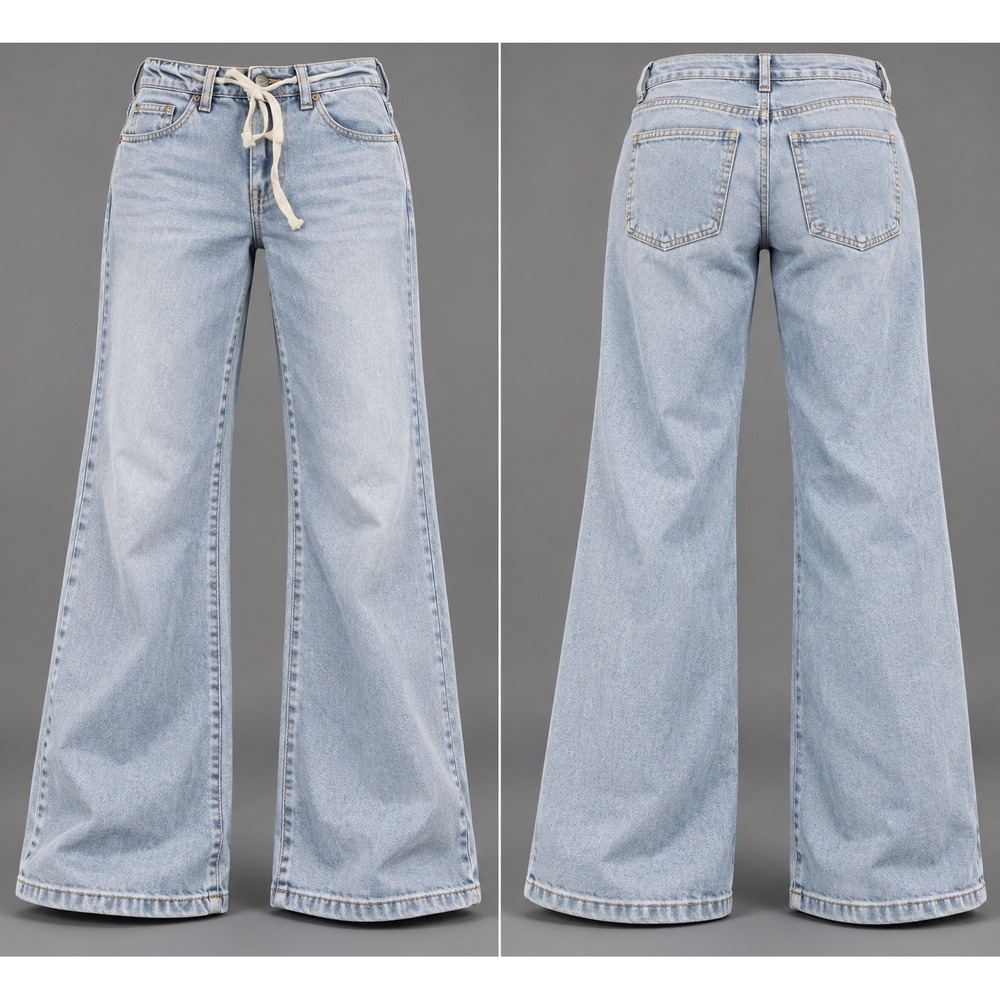 Oat Cloud Luxe Wide Leg jeans womens 2/26x29 Denim Drawstring